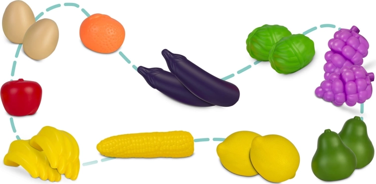 Stort sæt med madvarer og tilbehør