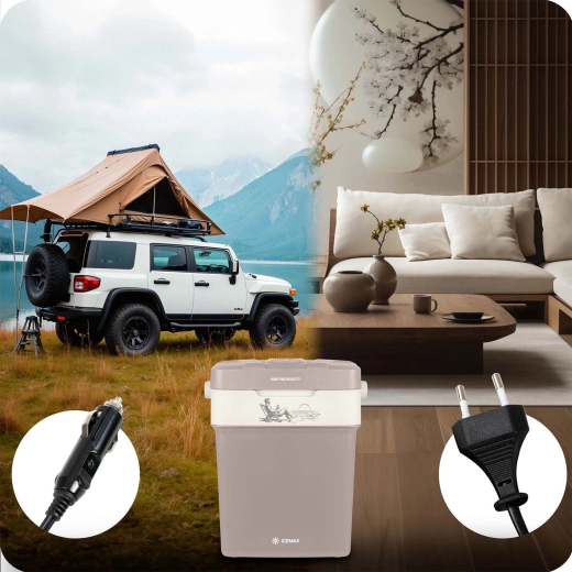 Dobbelt strømforsyning 12 V/230 V til hjemmet og på farten