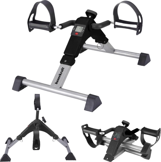 Sammenklappelig rehabiliterings-pedaltræner/rotor 2-i-1 med LCD-display, sort