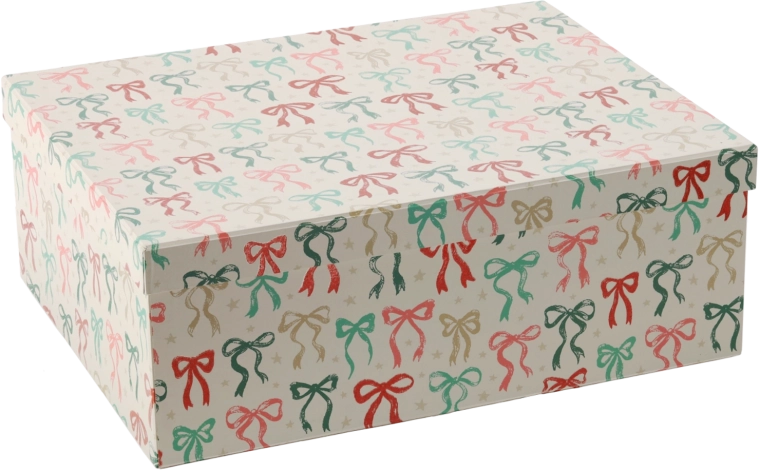 Gaveæske med julemotiv og sløjfe 41 × 32 × 15 cm - 1 stk.