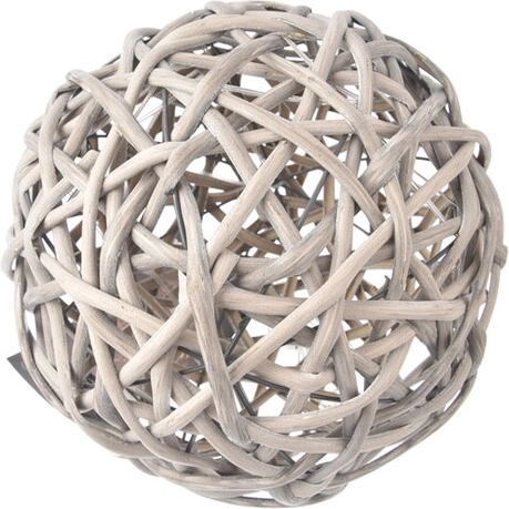Rattan lysende dekorationskugle LED 15 cm, grå