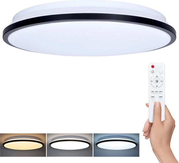 Solight LED loft- og væglampe Jamil med fjernbetjening, 48 W, 3360 lm, 40 cm, CCT, dæmpbar
