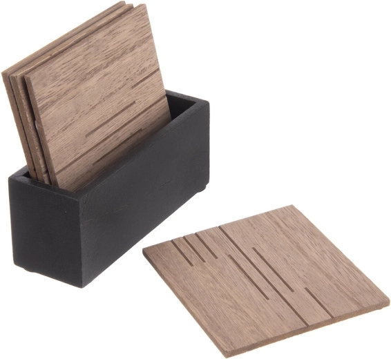 Træbordskånere med holder Line (4 stk., 10 × 10 cm)
