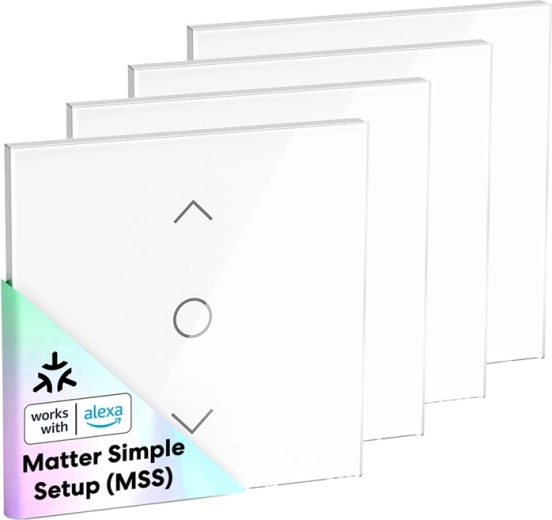 Meross intelligent Wi‑Fi-afbryder til persienner og rullegardiner med Matter (4 stk.)