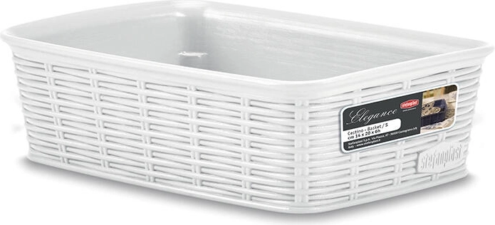 Plastikkurv Elegance 20 × 14 × 6 cm – Hvid