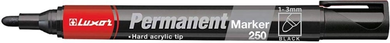 Permanent marker LUXOR 250 sort med rund spids 2–3 mm