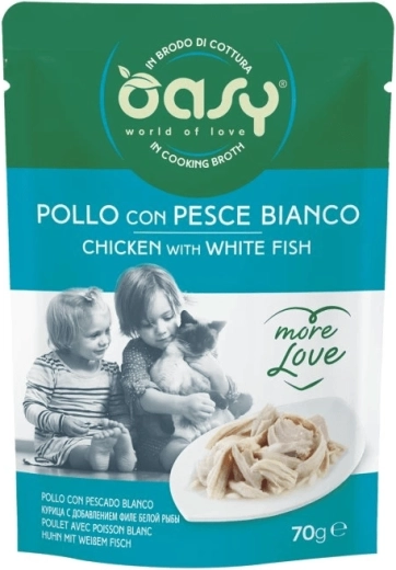Oasy More Love kylling med hvid fisk pose 70 g