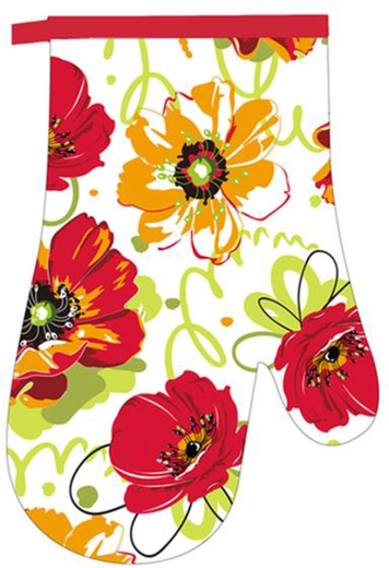 TORO køkkenhandske med motiv af røde blomster