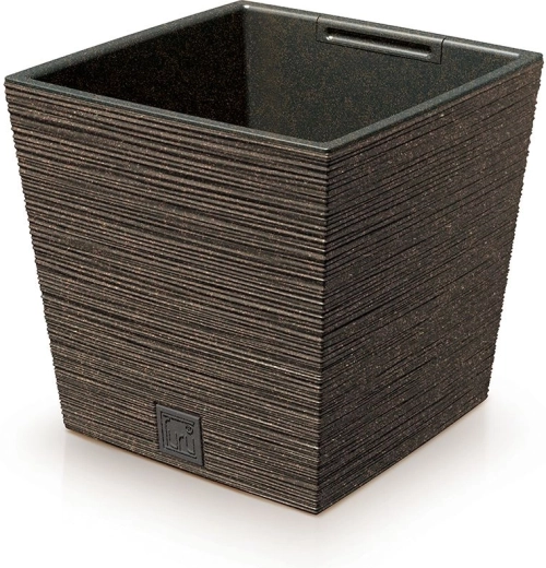 Furu Square Low Eco Wood plantekumme med indsats 24 cm – kaffe