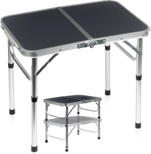 Sammenklappeligt campingbord Vilde 2-i-1 med justerbar højde 60 × 40 cm, grafit