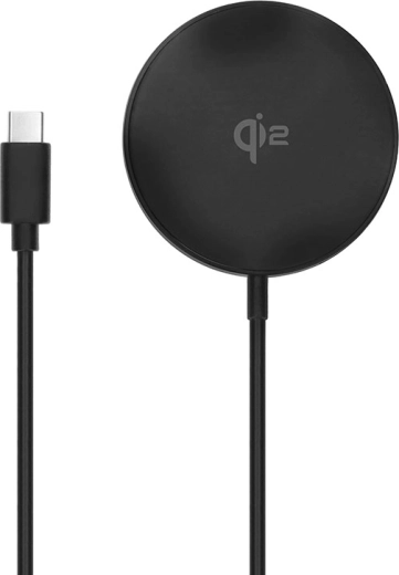 Solight magnetisk trådløs Qi2-oplader 15 W med USB-C, kompatibel med MagSafe