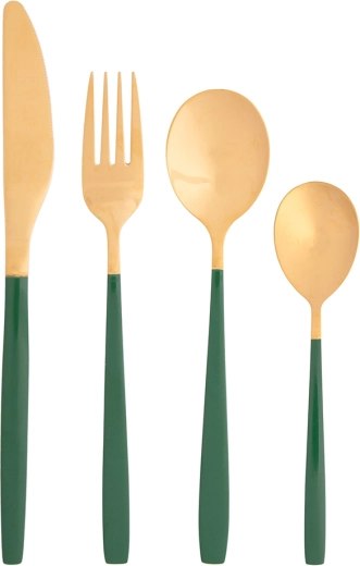Bestiksæt NOBLE GOLD GREEN 24 dele i gaveæske