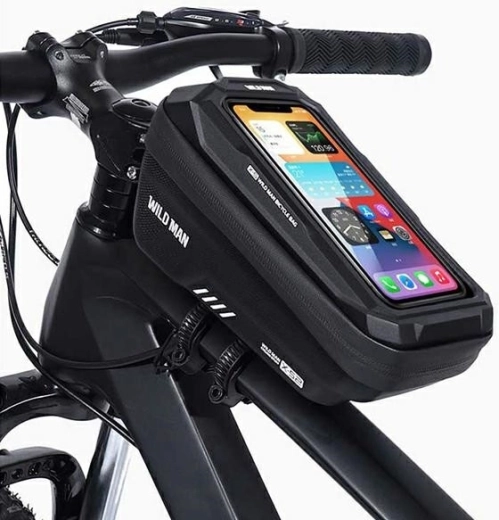 Rammontaske til cykel WILD MAN XS2 1 l med telefonlomme, sort