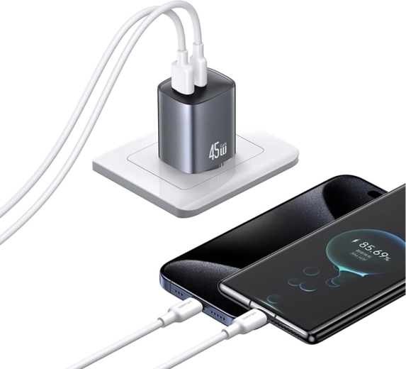 To porte til opladning af to enheder