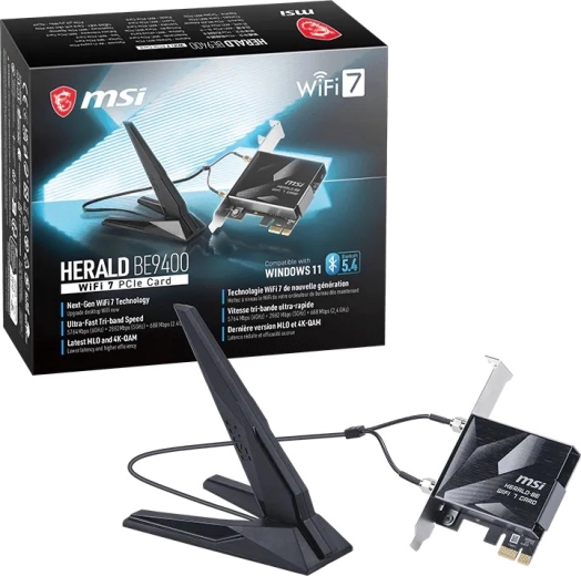 MSI Herald BE9400 WiFi 7 PCIe netværkskort