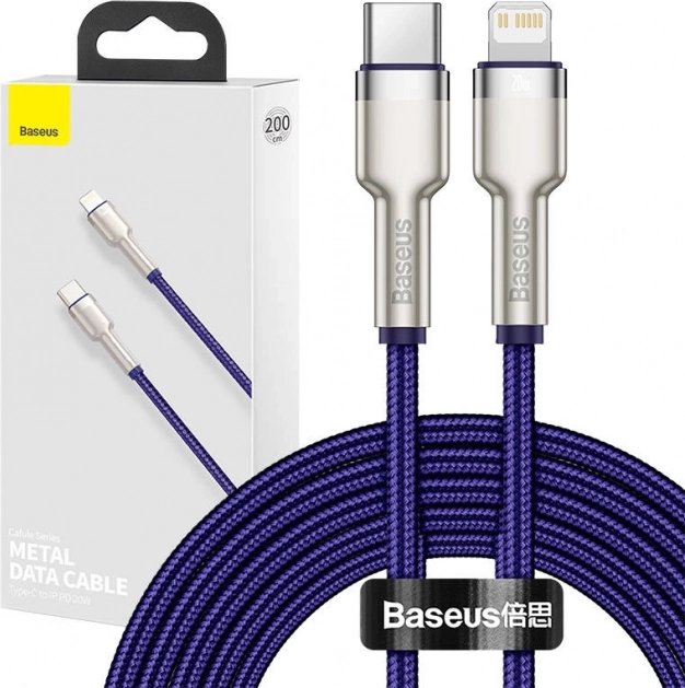 Baseus USB‑C til Lightning-kabel 20 W, 2 m, lilla