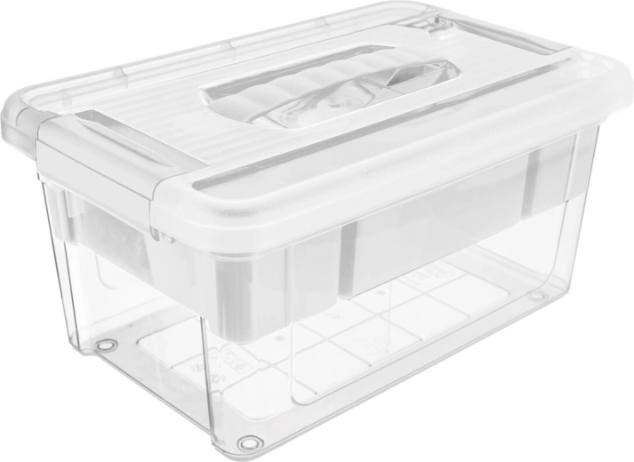 Plast opbevaringsboks MULTI Stormax rektangel 9 l med hvid organizer