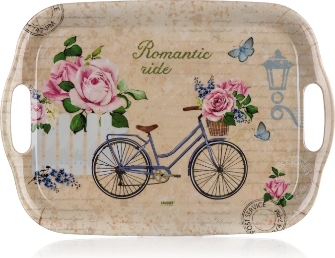 Melamin serveringsbakke Romantic Ride 36 × 25,5 cm med håndtag