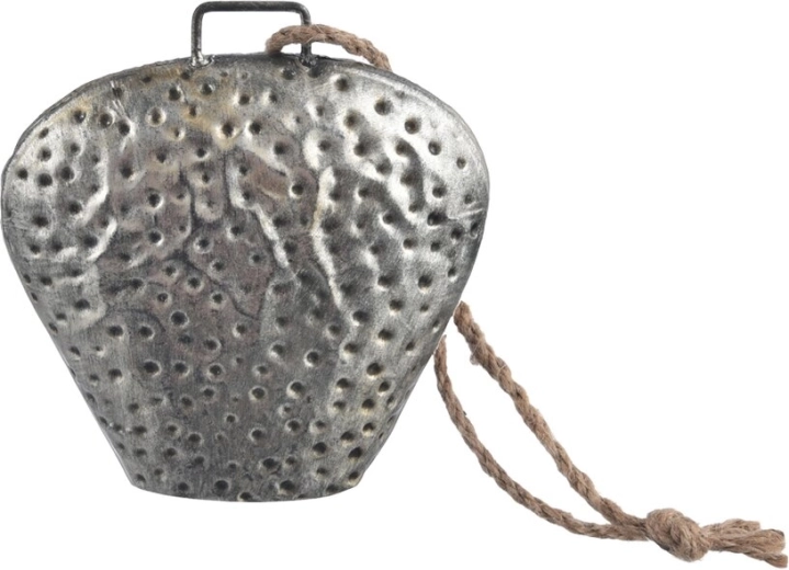 Hængende metalklokke i sølvfarve 15 cm