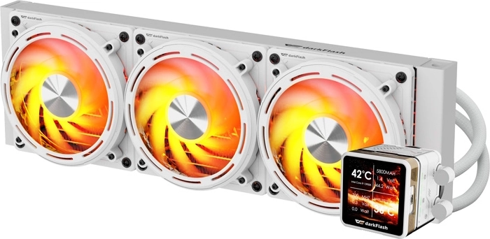 DarkFlash Explore DE360 hvid 360 mm AIO vandkøler til CPU med IPS-skærm og ARGB