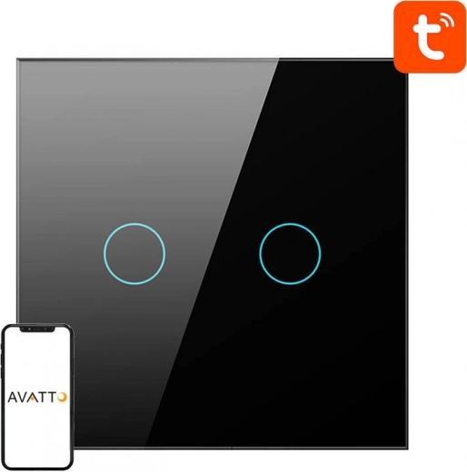 Smart ZigBee-lyskontakt Avatto 2-vejs, sort
