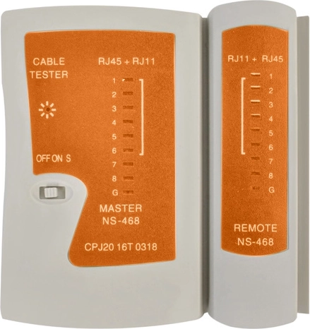 RJ45/RJ11-tester med LED-indikering