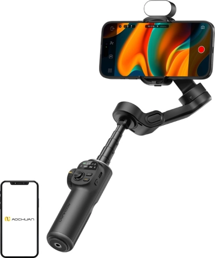 AOCHUAN Smart X2 stabilisator til smartphone med RGB-belysning sort