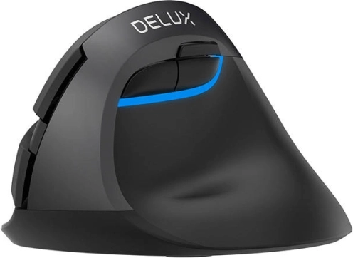 Trådløs vertikal mus DELUX M618 Mini DB, Bluetooth + 2,4 GHz, 2400 DPI (sort)