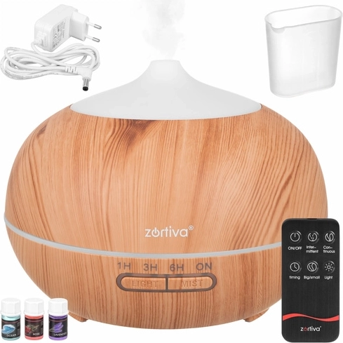Zortiva ultralyds aroma-diffuser og luftfugter 400 ml med fjernbetjening
