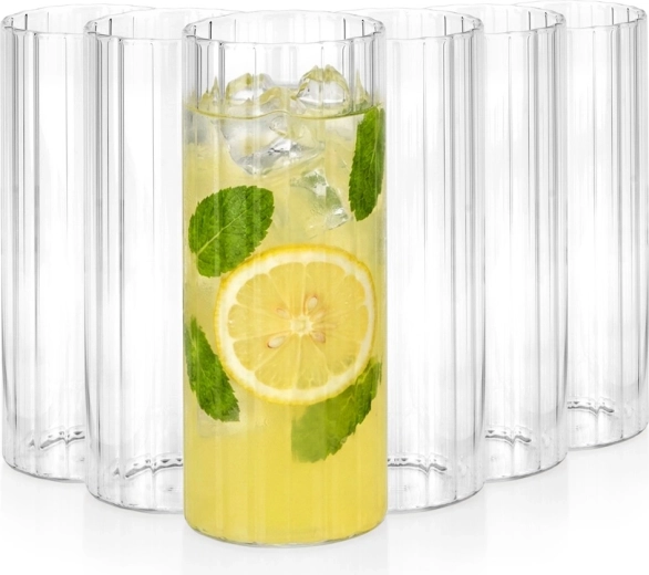 Vilde rillede drikkeglas 460 ml, 6 stk.
