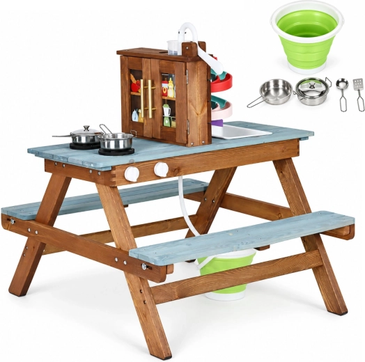 Træ-mudderkøkken med picnicbord fra ECOTOYS