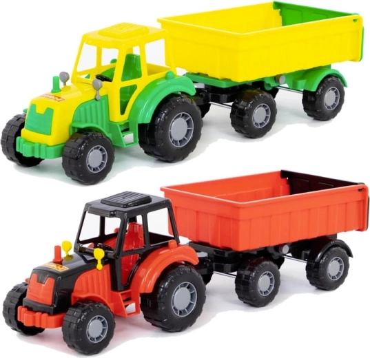 Plasttraktor med trailer til børn