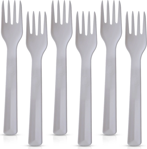 Plastikbordgafler Sandy 18 cm - 6 stk. – Grå
