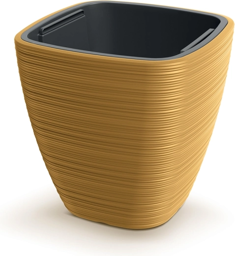 Vena Square urtepotte 38,8 × 38 cm sennepsfarvet med indre indsats