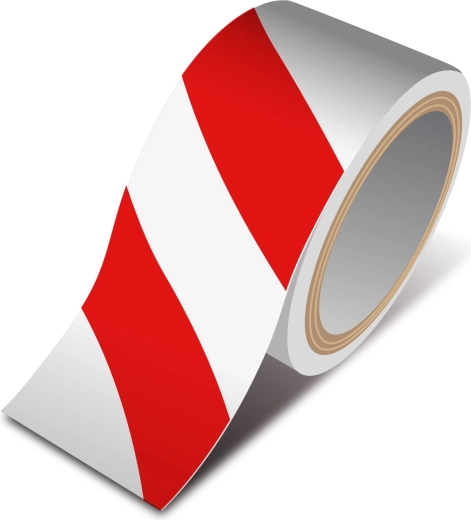 Rød-hvid advarsels-selvklæbende tape 50 mm × 33 m
