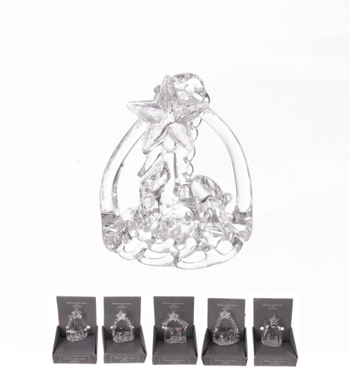 Glasjulekrybbe klar 6 cm (assorteret)