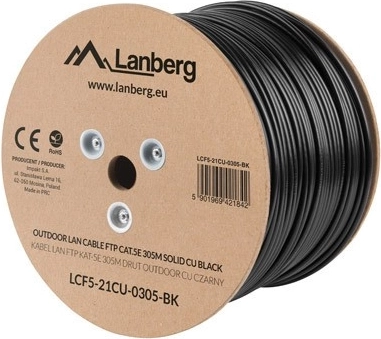 LANBERG udendørs netværkskabel FTP Cat5e CU, 305 m, massiv leder