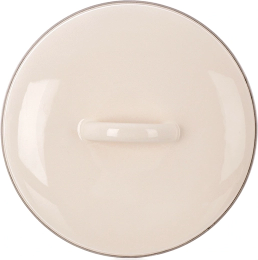 Emaljeret cremefarvet låg 17 cm