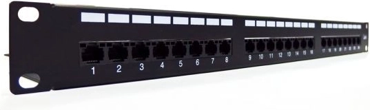 Patchpanel 19" med 24 porte, kategori 6, type U/UTP
