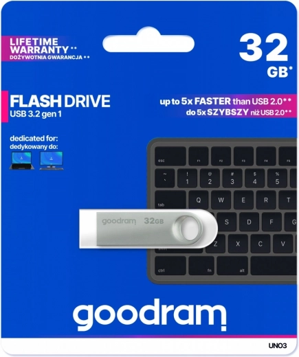 USB-flashdrev UNO3 32GB USB 3.2 Gen1 sølvfarvet