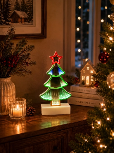 Jule 3D-dekoration – juletræ med uendelig spejleffekt Infinity LED - 1 stk.