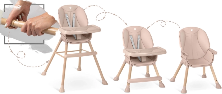 3-i-1: høj stol, lav stol og sæde