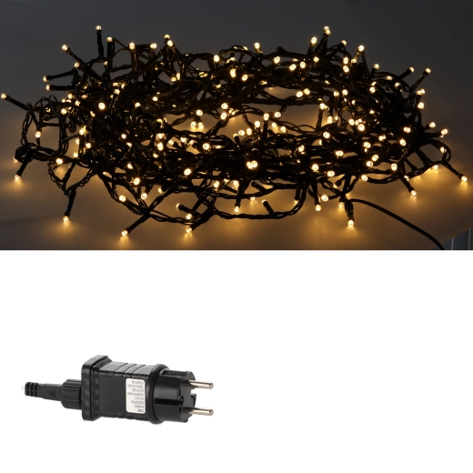 LED-lyskæde med 1000 dioder, varm hvid med koldt blinkende effekt, 50 m