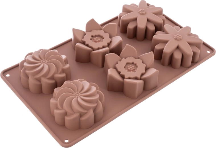 6 fordybninger med detaljeret blomsterrelief