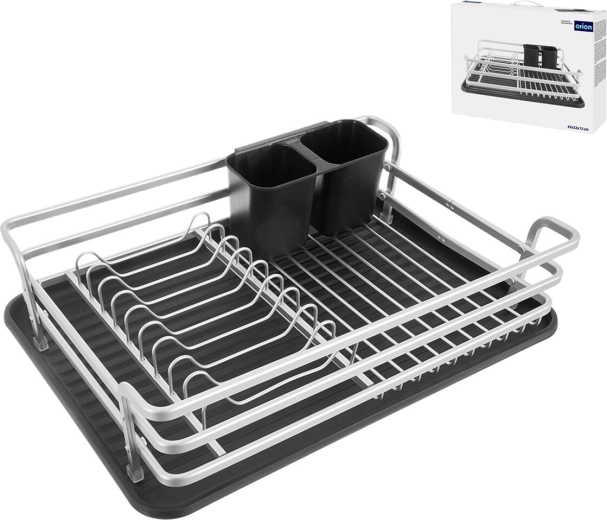 Deluxe opvaskestativ med aluminiumsramme og drypbakke 43 × 32 × 12 cm