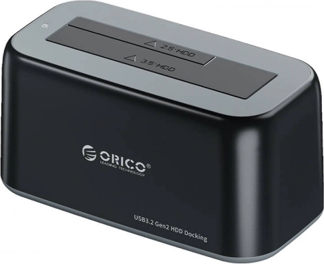 ORICO dokningsstation til 2,5"/3,5" HDD/SSD, USB‑C, 10 Gb/s, diskkopiering, sort