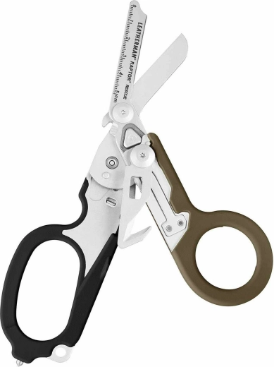 Multifunktionel redningssaks Leatherman Raptor Rescue Black-Coyote med hylster