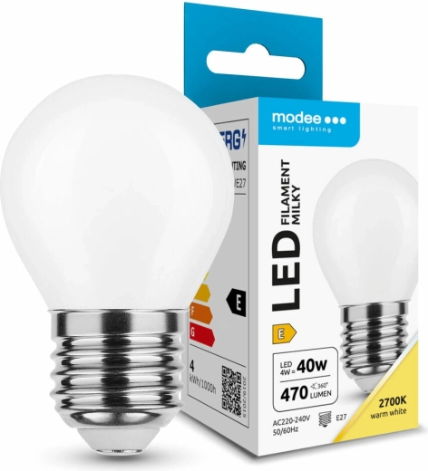 Modee LED-filamentpære milky globe mini G45 4 W E27 2700 K - 1 stk.