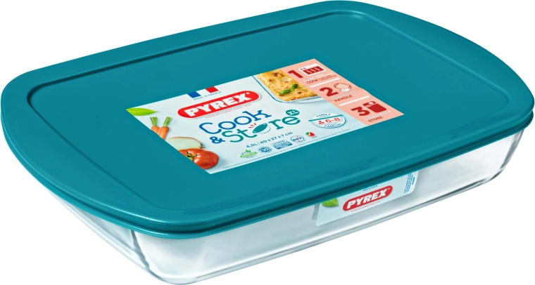 Pyrex glasbradepande med låg 4,9 l