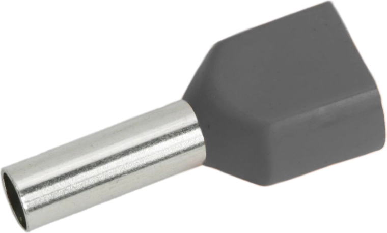 Isoleret kabelendeklemme til 2 × 4,0 mm², grå